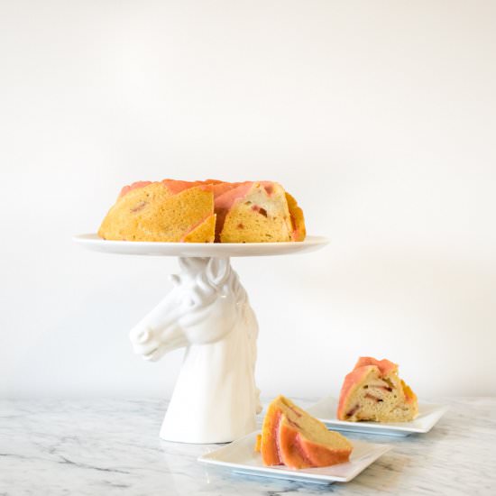 Vegan Almond Rhubarb Bundt Cake