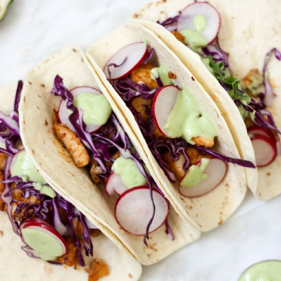 Fish Tacos with Avocado Lime Cream