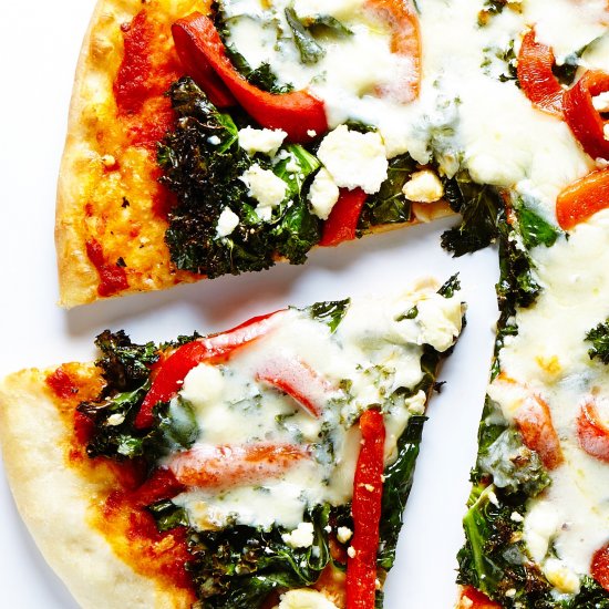 Kale and Roasted Red Pepper Pizza