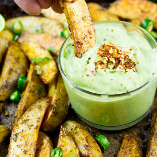 Baked Potato Wedges with Avocado