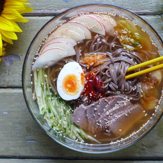 Cold Soba Noodles in Beef Broth