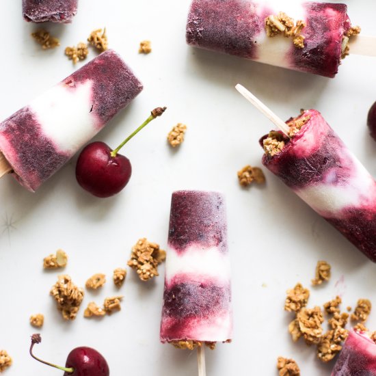 Cherry Vanilla Yogurt Granola Pops