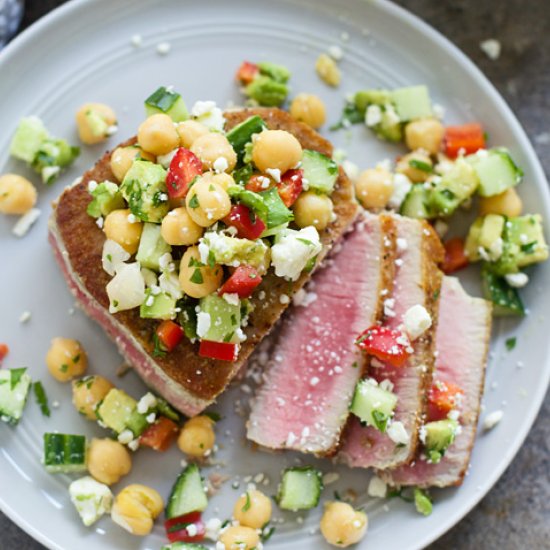 Seared Tuna with Chickpea Salad