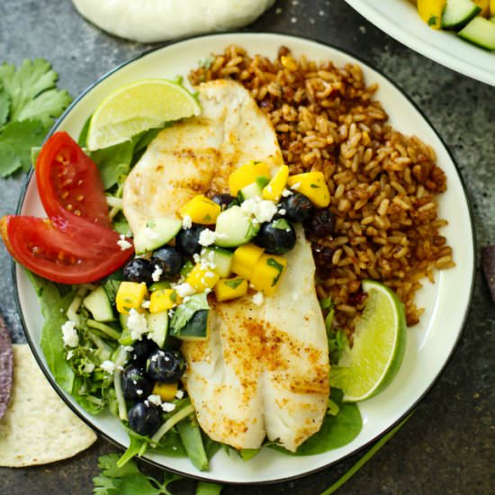 Orange Roughy with Blueberry Salsa