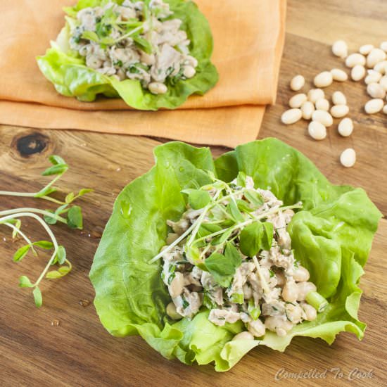 Zesty White Bean Tuna Lettuce Wraps