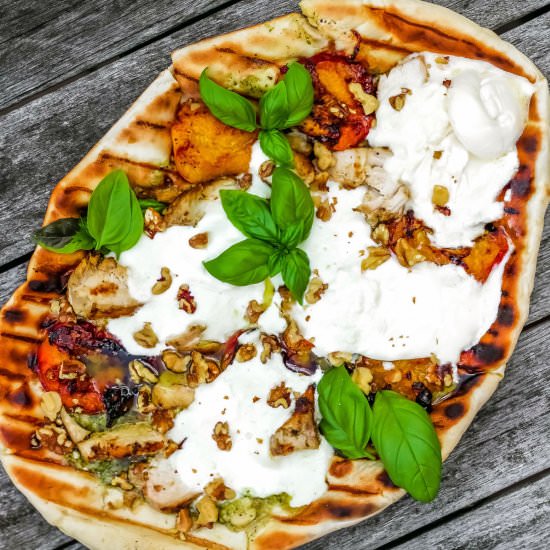 Pesto Chicken Peach Flatbread