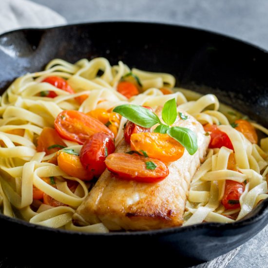 Cod w/ Lemon Tomato & Basil Pasta