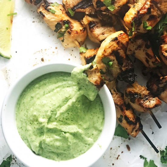 Cilantro-Lime Grilled Chicken Kabob