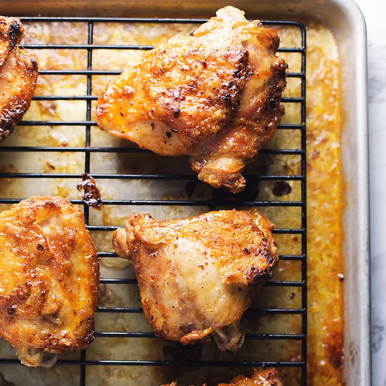 No Mess Crispy Chicken Thighs