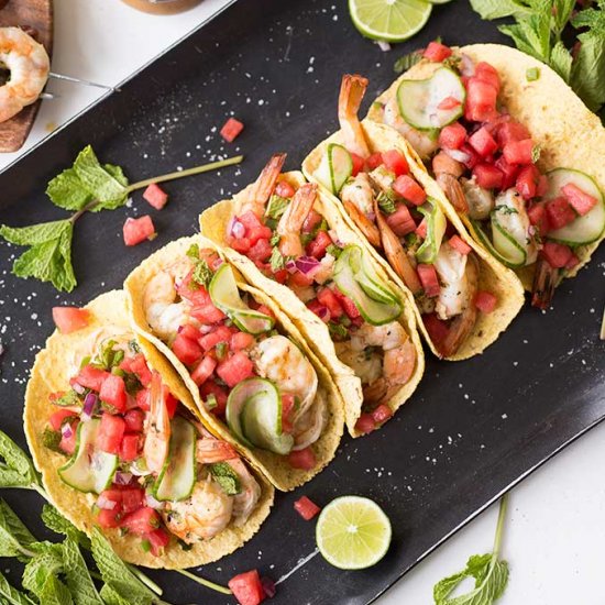 Shrimp Tacos with Watermelon Salsa