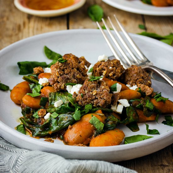 Merguez Meatballs with Giant Beans