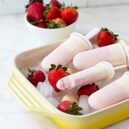 Creamy Strawberry Lychee Popsicles