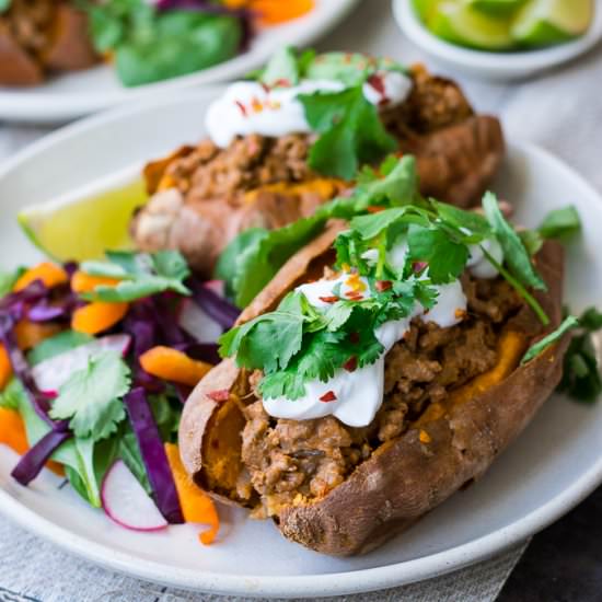 Red Curry Stuffed Sweet Potatoes