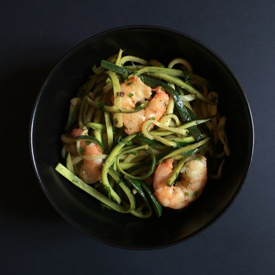 Zucchini Noodles and Shrimps