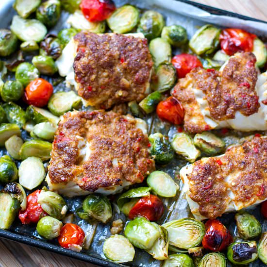 Baked Spiced Cod & Brussels Sprouts