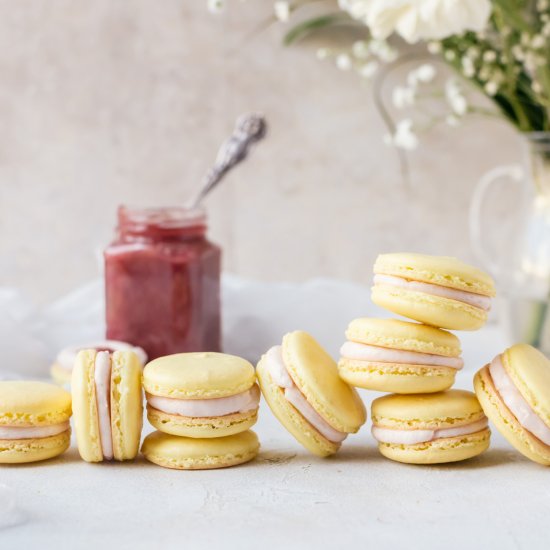 Lemon Rhubarb Macarons