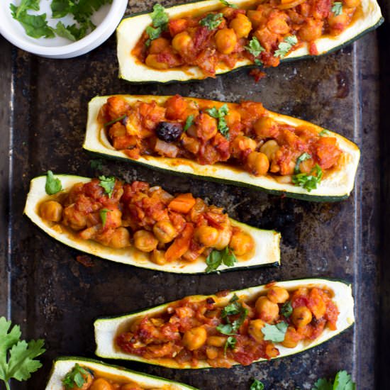 Moroccan Stuffed Zucchini Boat