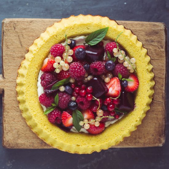 Summer Berry Sponge Flan