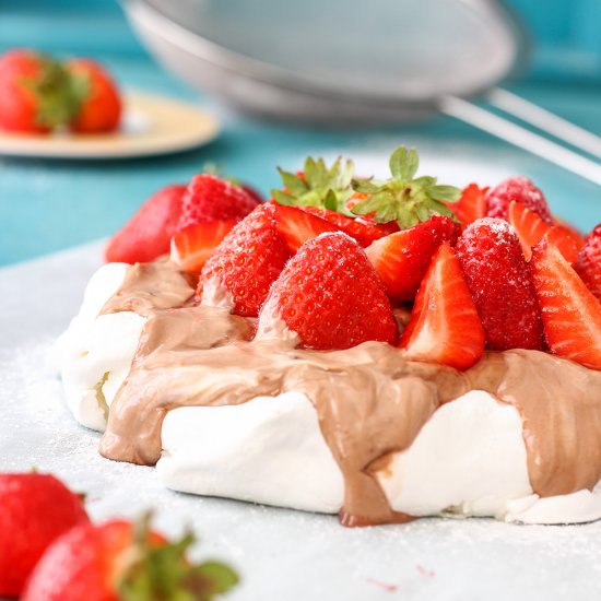 Hazelnut Pavlova with Strawberries