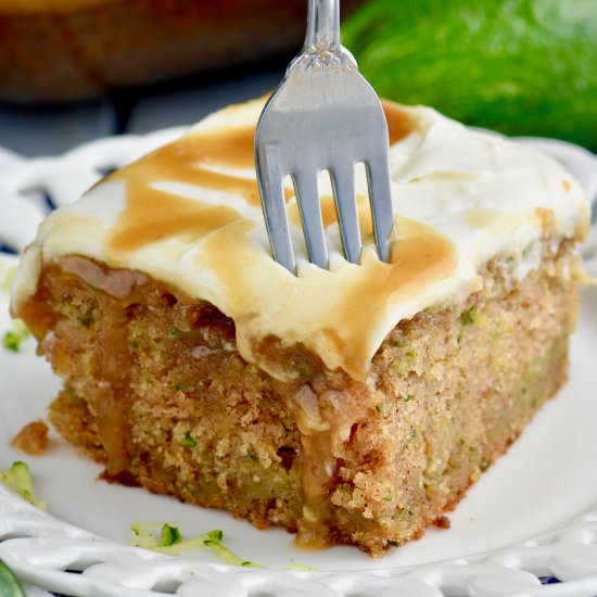 Caramel Zucchini Poke Cake