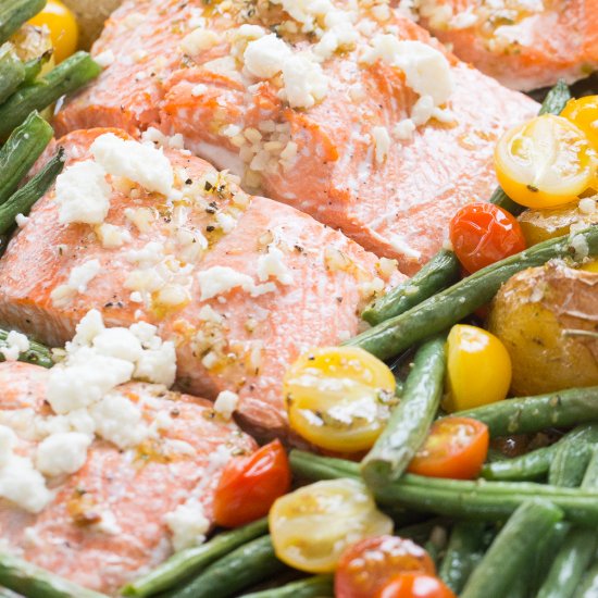 Mediterranean Salmon Sheet Pan Dinner