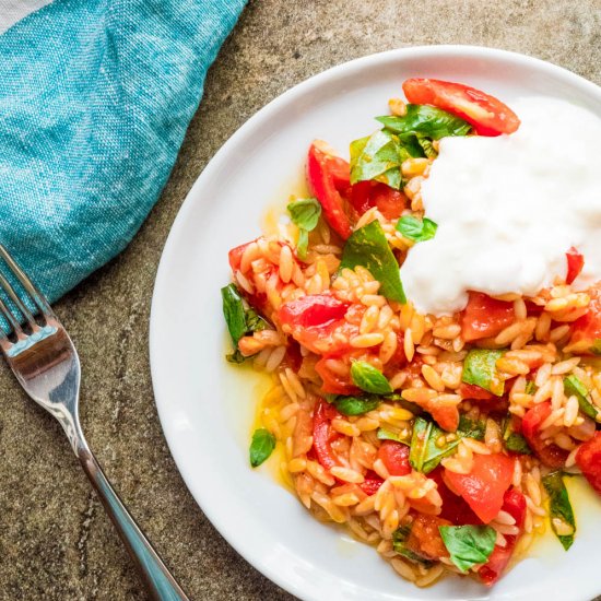 Tomato, Orzo Pasta & Feta Yoghurt