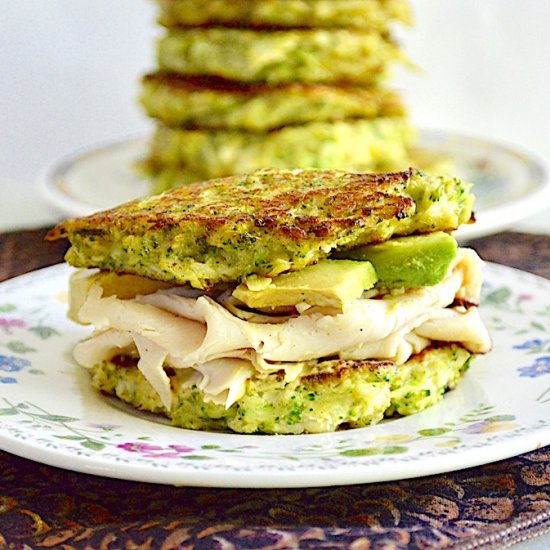 Broccoli Cheddar Cake Sandwiches