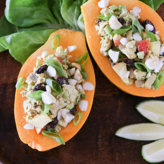 Curried Chicken Papaya Boats