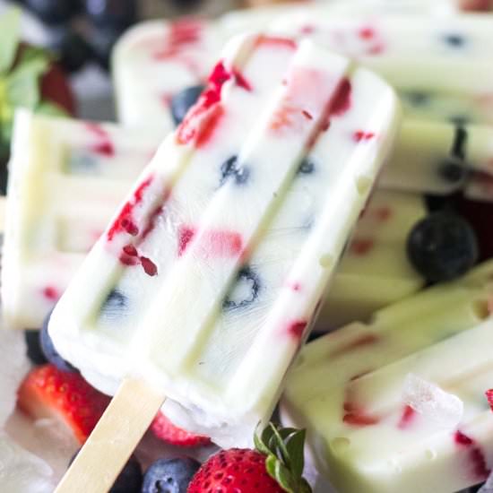 Red, White + Blue Yogurt Popsicles