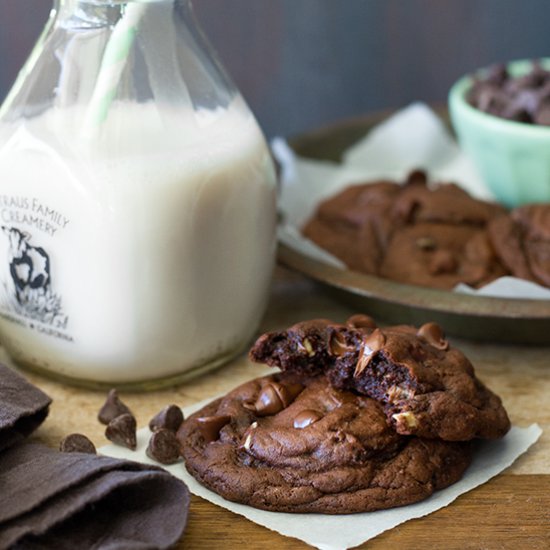 Double Chocolate Mint Chip Cookies