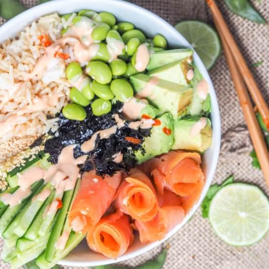 Smoked Salmon Sushi Bowls