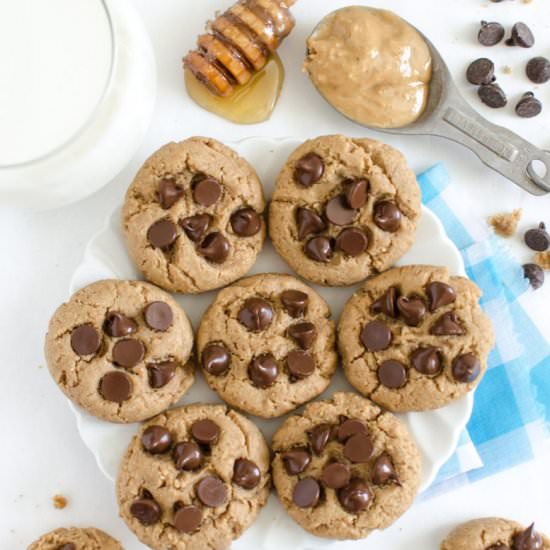 Whole Wheat PB Choco Chip Cookies