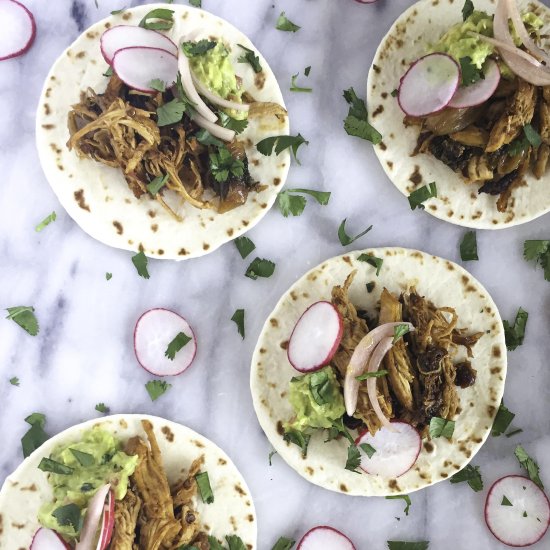 Braised Adobo Chicken Tacos