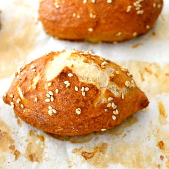 Soft Pretzel Buns Easy Recipe