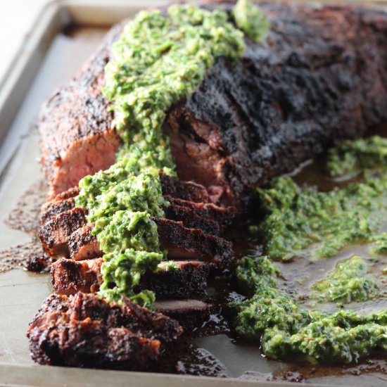 Coffee-Rubbed Tri-Tip w/Chimichurri