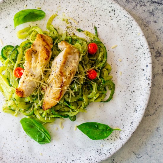 Pesto Chicken and Zoodles