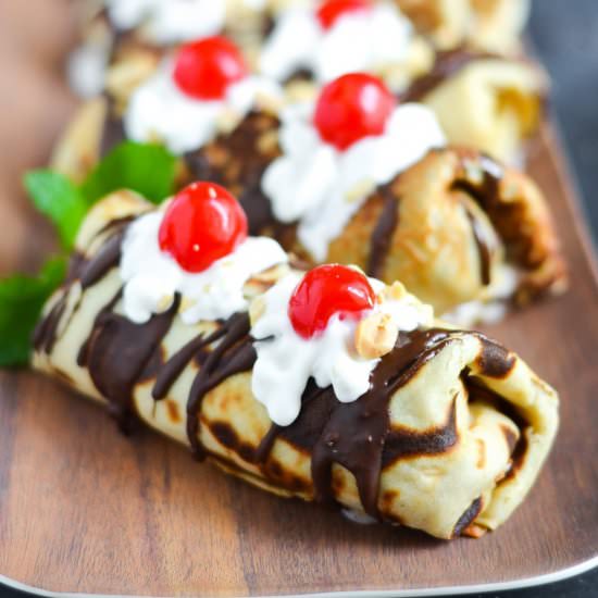 Banana Split Crepe Burritos