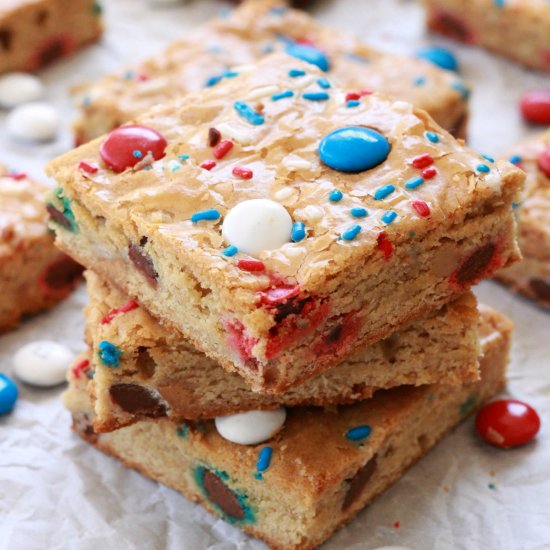 Patriotic Peanut Butter Blondies