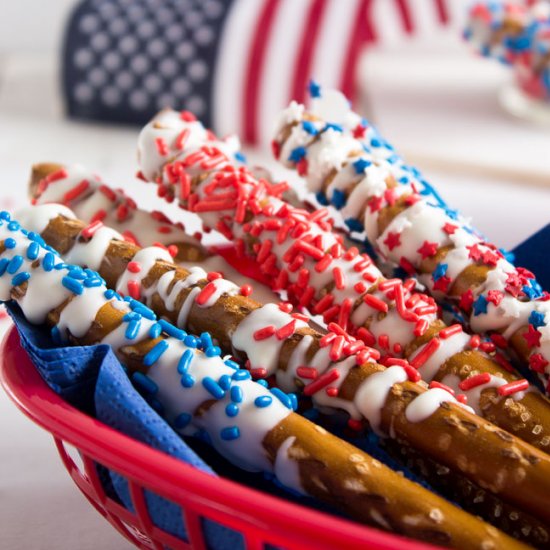 Patriotic White Chocolate Pretzels