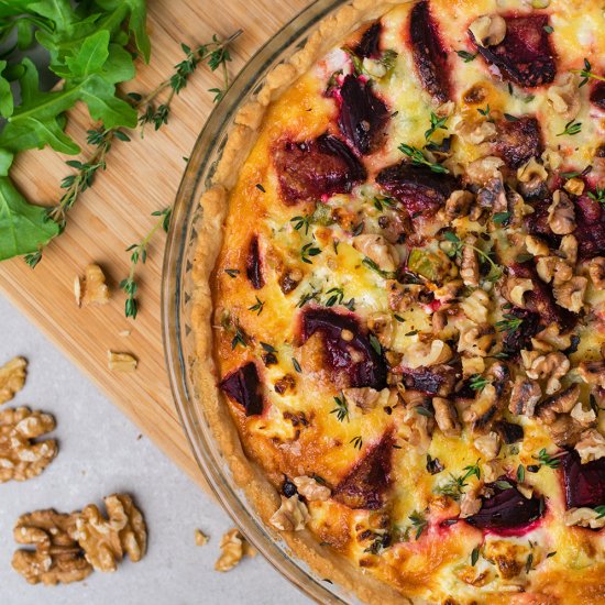 Beetroot, Walnut and Feta Quiche