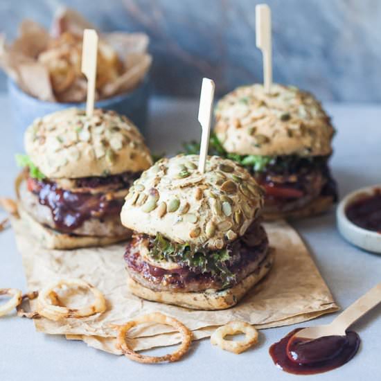 Beer Braised Onion Burgers