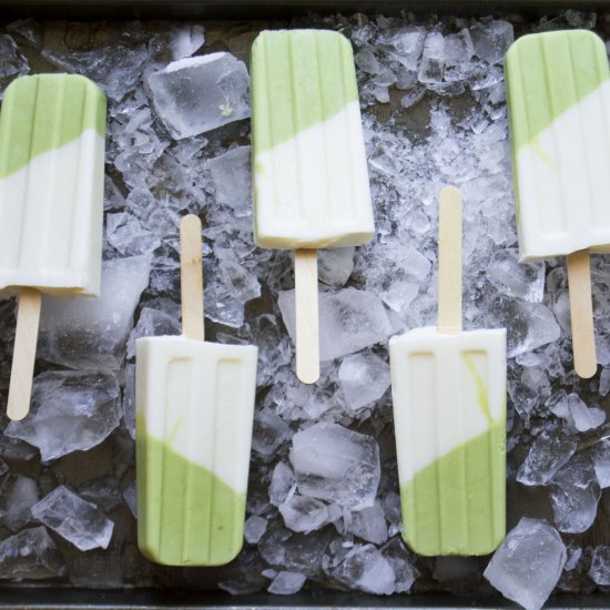 Avocado Lime and Coconut Popsicles