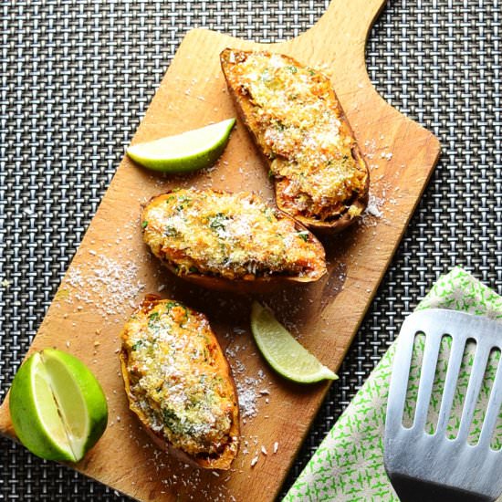 Coconut Fish Sweet Potato Skins