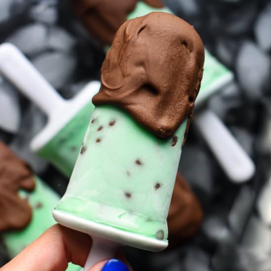 Mint Chocolate Chip Popsicles