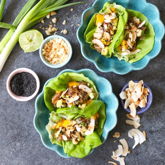 Mango-Avocado Poké Lettuce Wraps