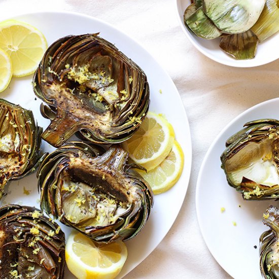 15 Minute Lemony Grilled Artichokes