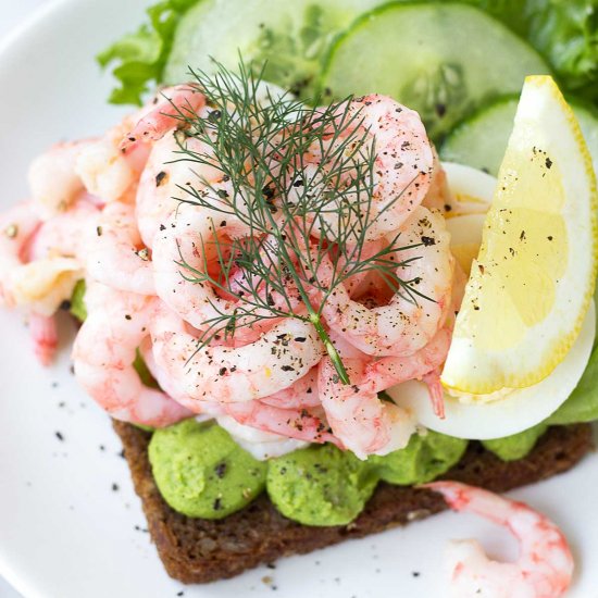 Prawn Avocado Open Sandwich