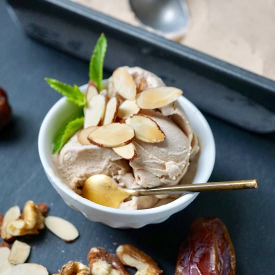 Date Ice Cream w/ Toasted Almonds