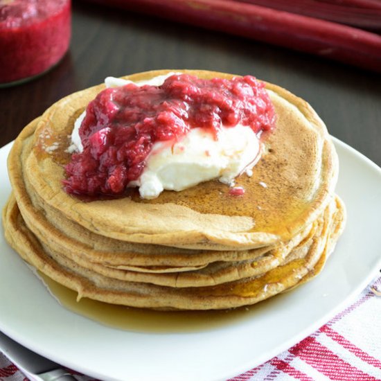 Flax Pancakes with Stewed Rhubarb