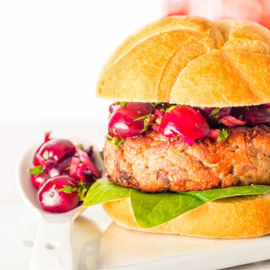 Duck Burger with Cherry Salsa